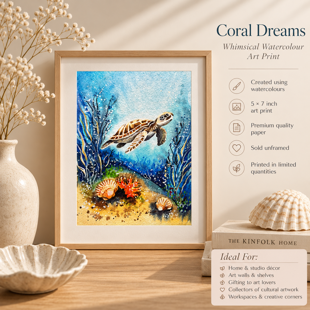 Coral Dreams — Whimsical Watercolour Art Print ✨