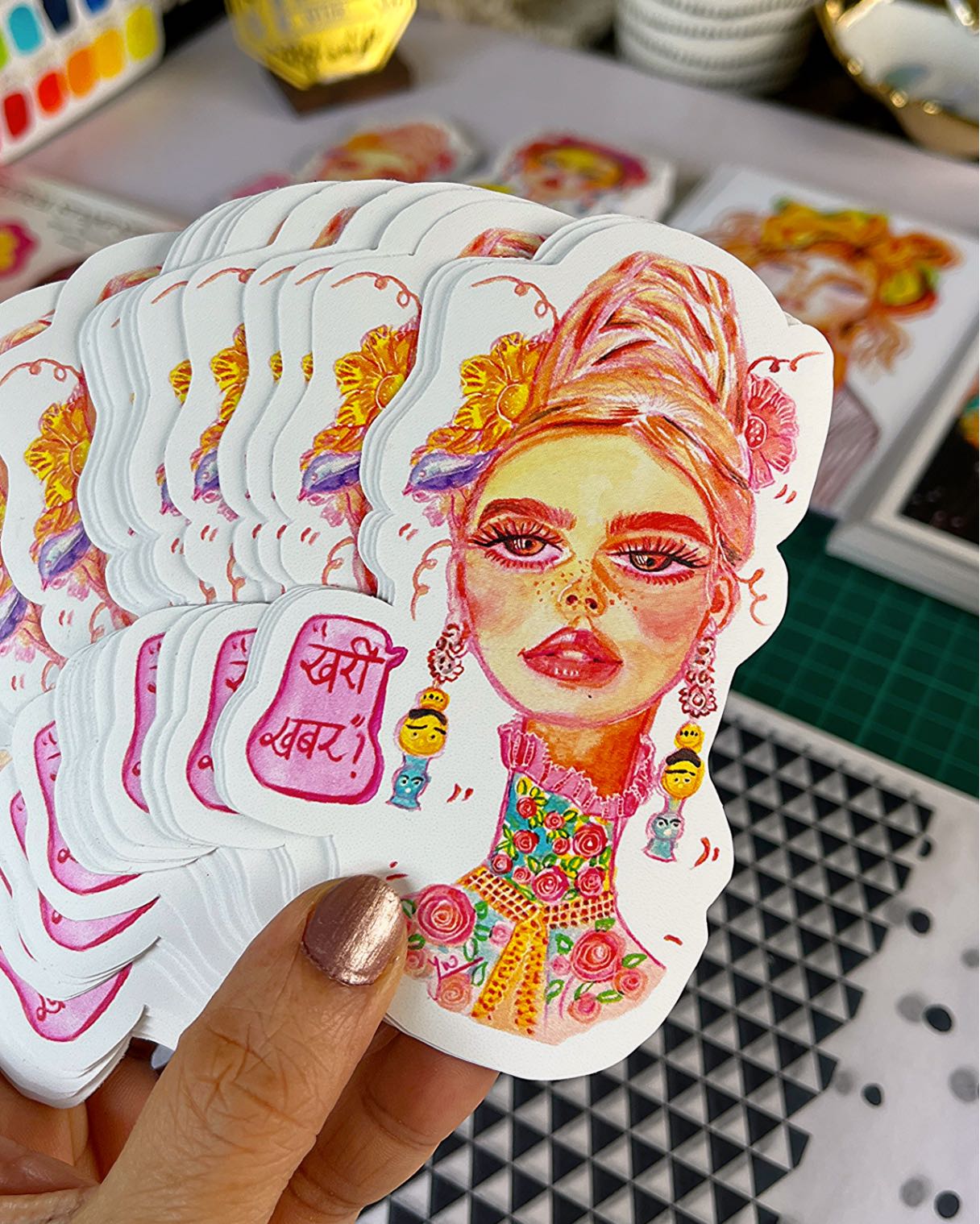 Opal – Handmade Art Sticker  (Konkani Quote)