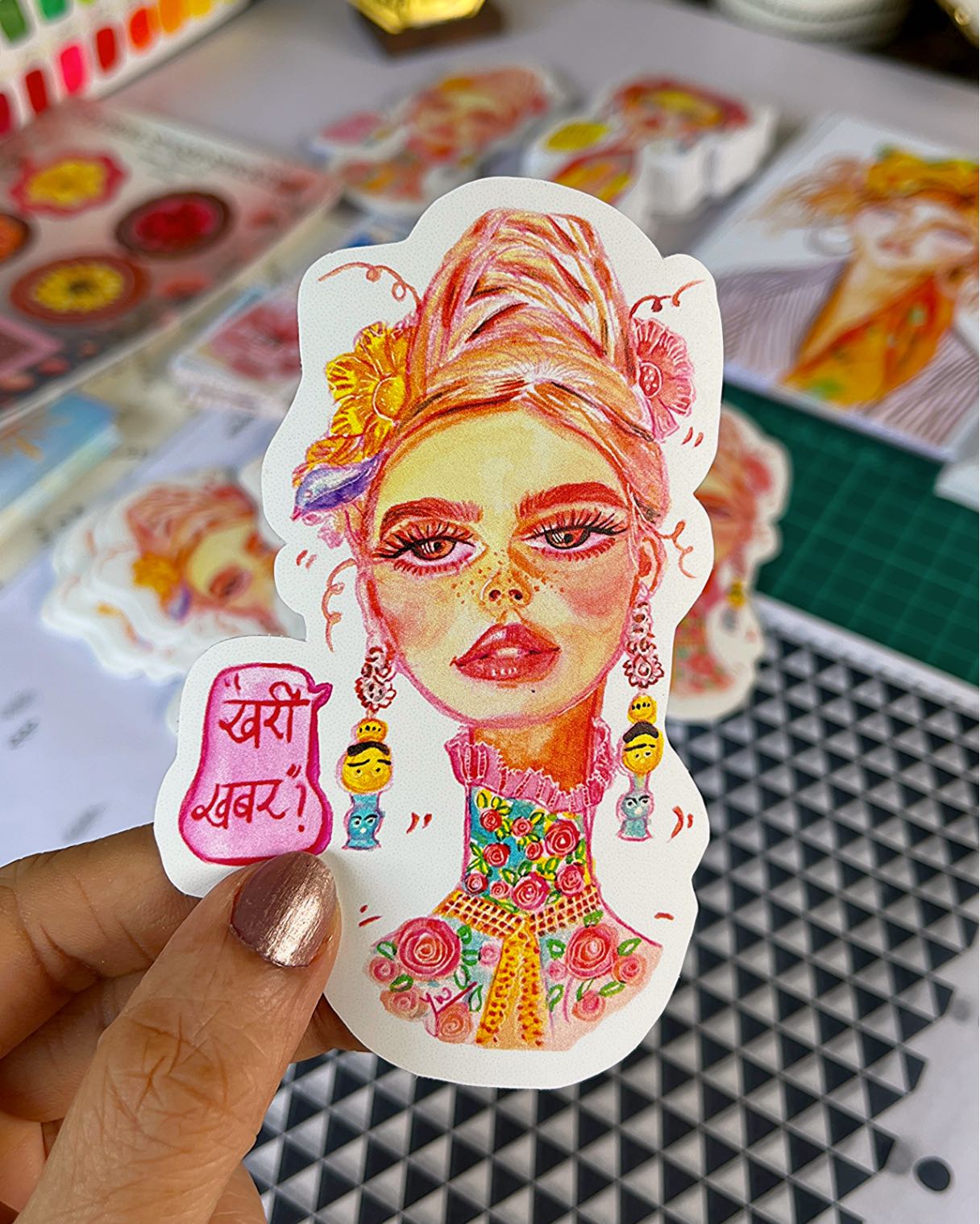 Opal – Handmade Art Sticker  (Konkani Quote)