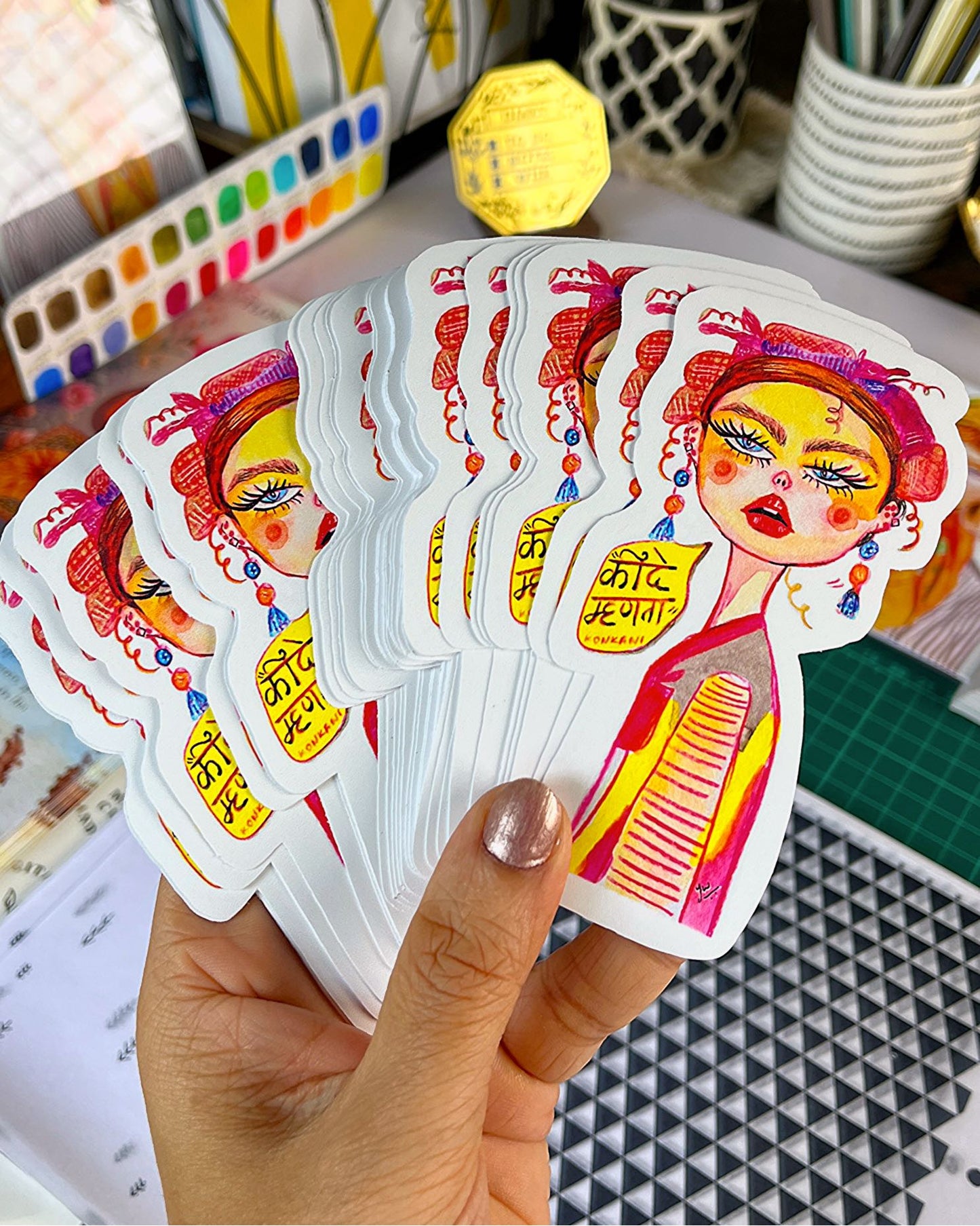 Ruby - Handmade Art Sticker (Konkani Quote)