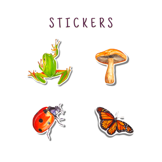 Little Forest Treasures — Set of 4 Handmade Watercolour Art Stickers