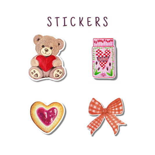 Little Love Treasures — Set of 4 Handmade Watercolour Art Stickers