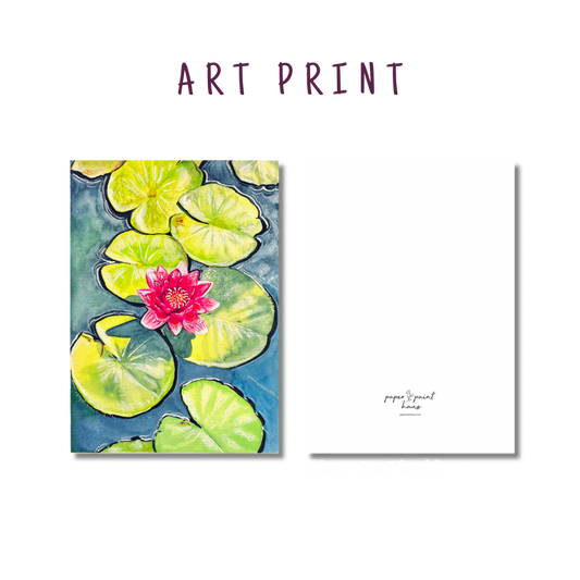 Lotus Pond Dreams — Whimsical Watercolour Art Print ✨