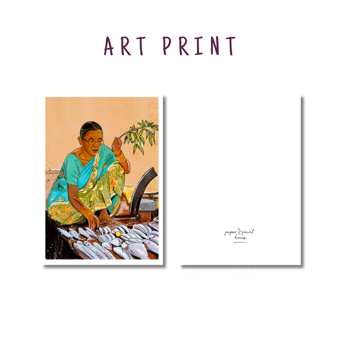 Saibin by the Sea — Goan Fisherwoman Art Print ✨