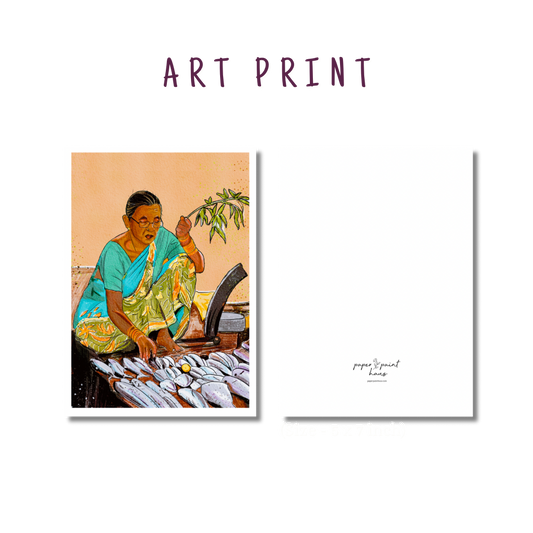 Saibin by the Sea — Goan Fisherwoman Art Print ✨