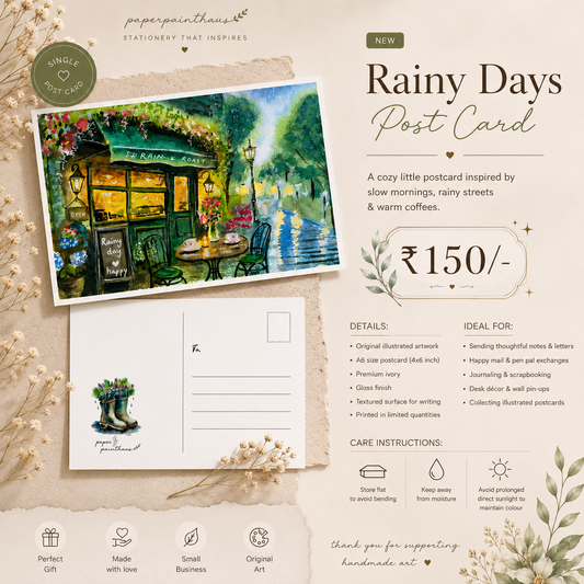 Rainy café — Watercolour Postcards
